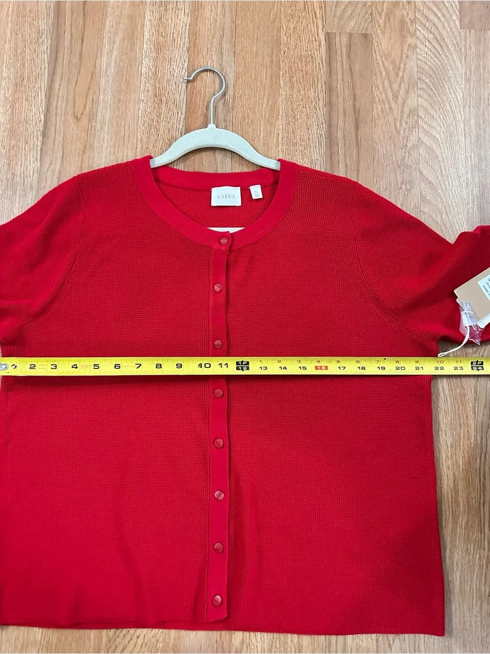 Cyrus Bright Red Button-Front Knit Cardigan